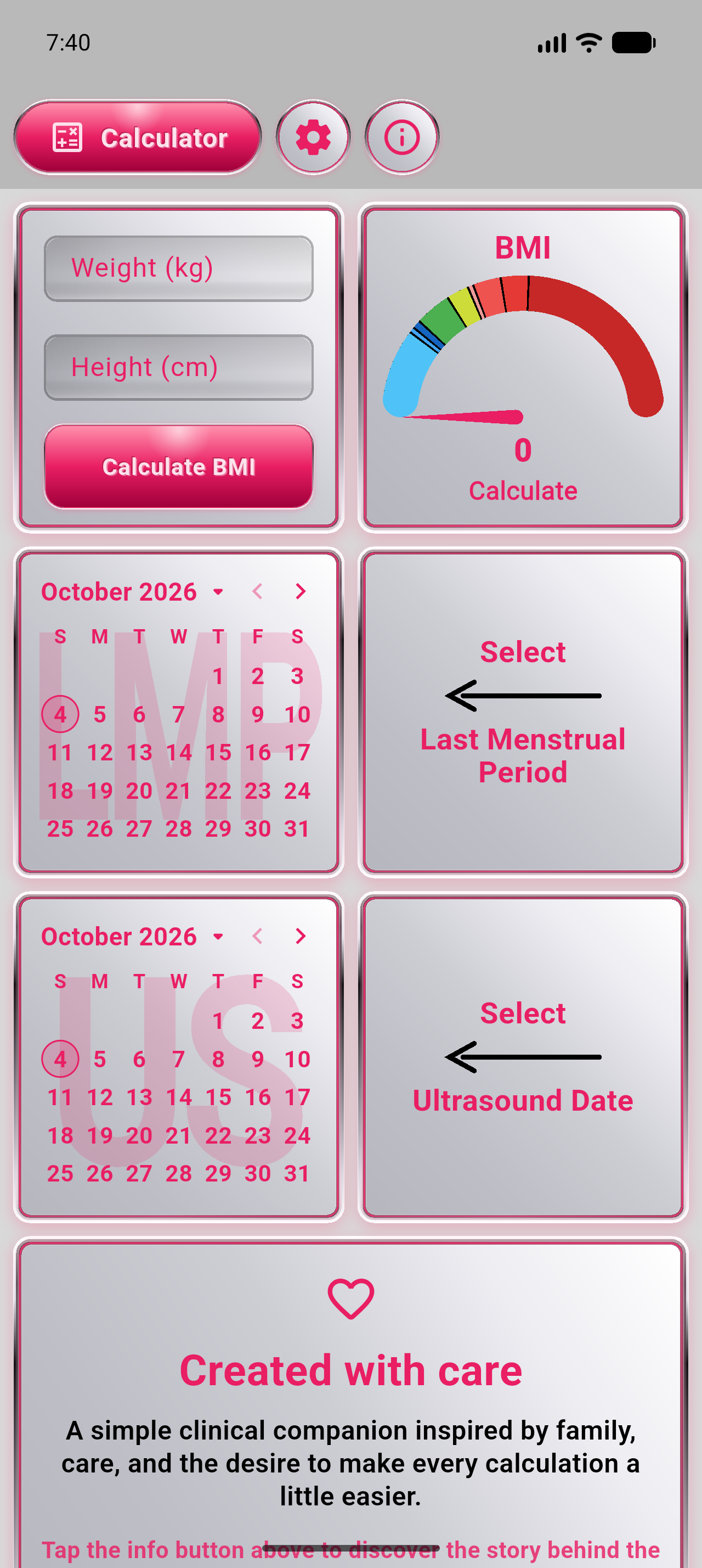 App Maria calculator overview on Android