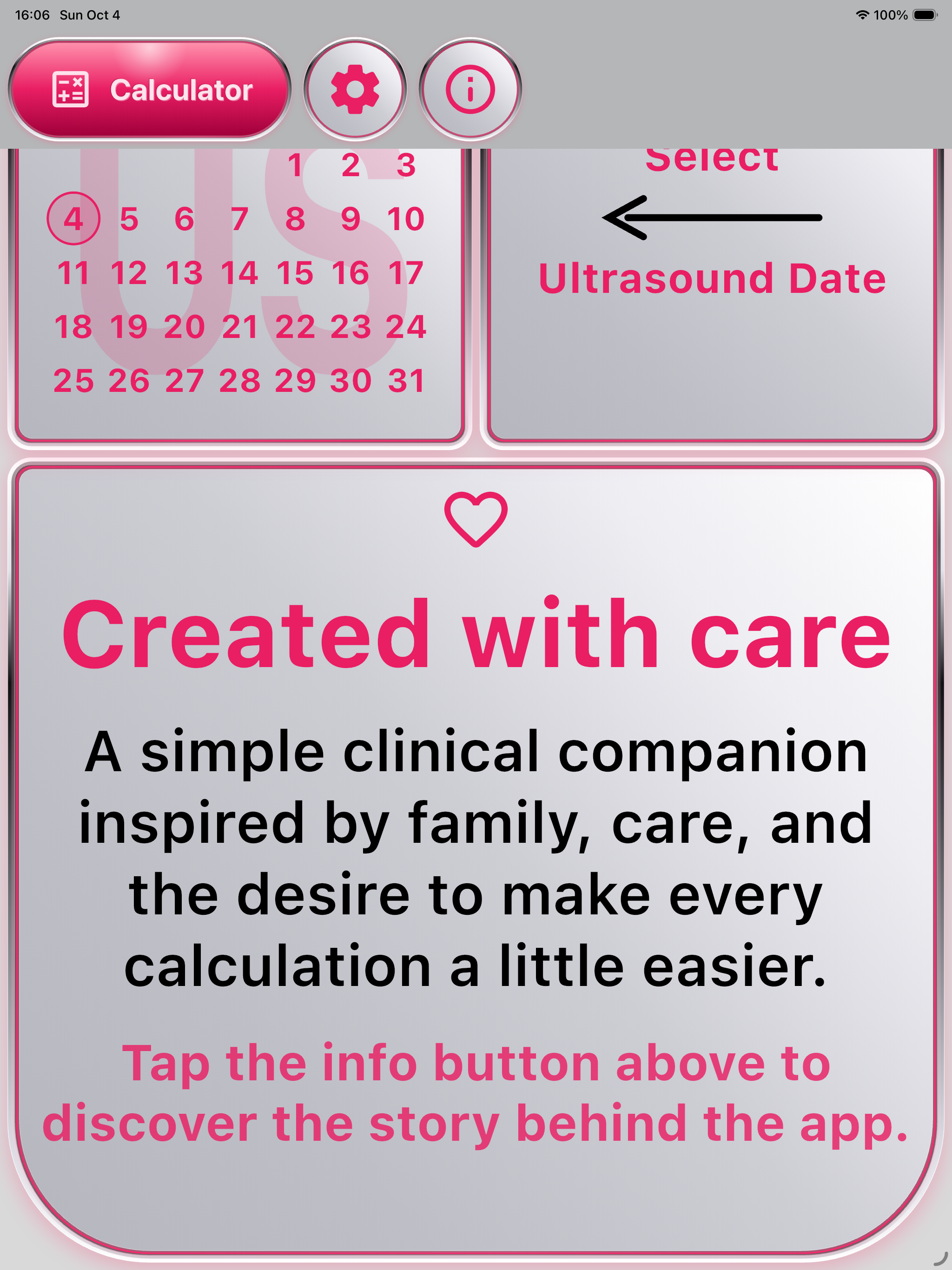 Created with care message on iPad