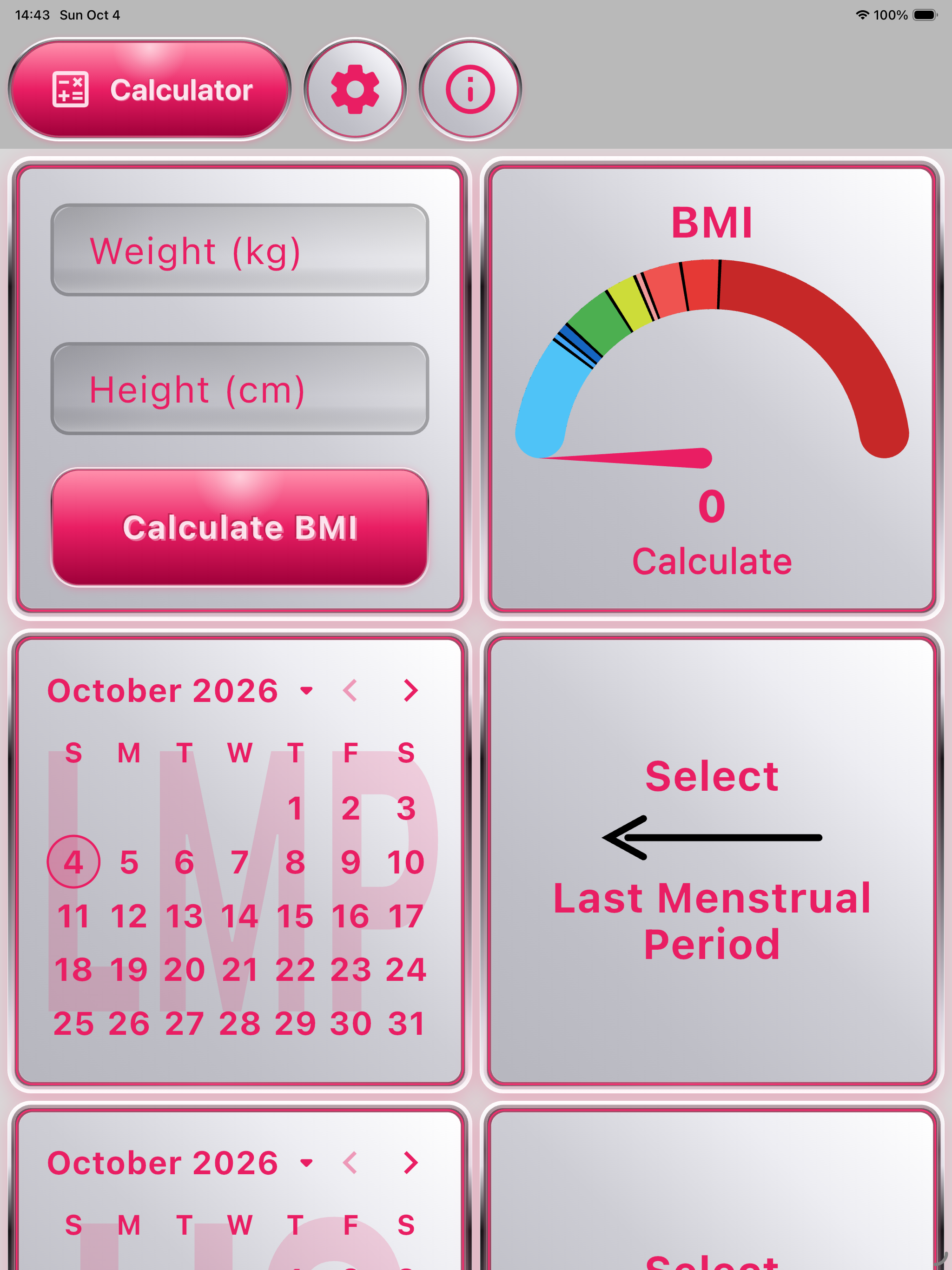 App Maria calculator overview on iPad