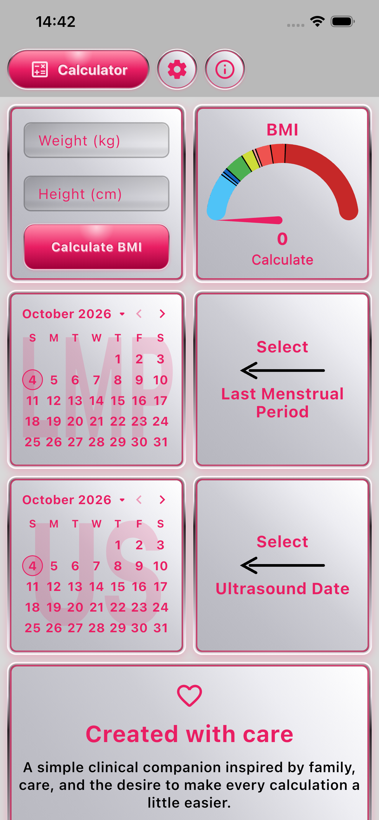 App Maria calculator overview on iPhone
